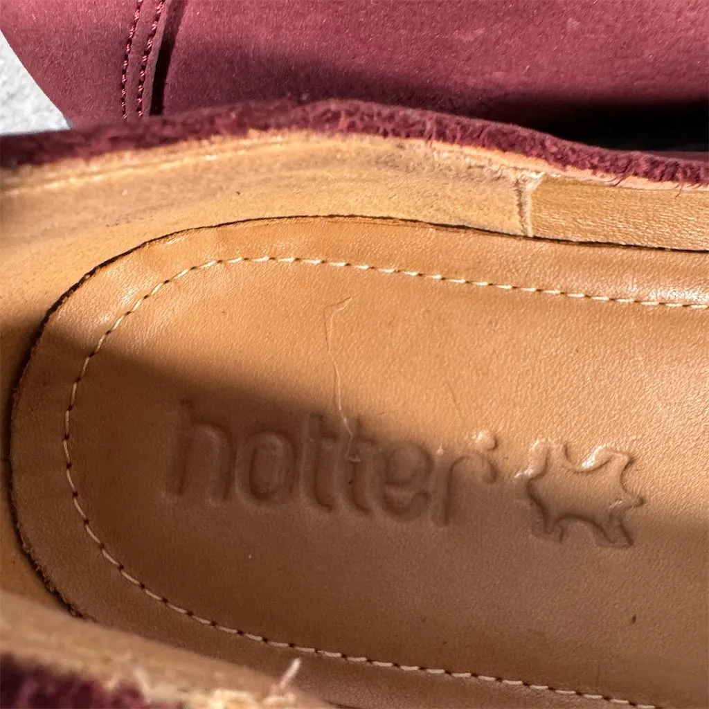 Hotter Havana Women's Size 8 Burgundy Nubuck Suede Slip - Image 7