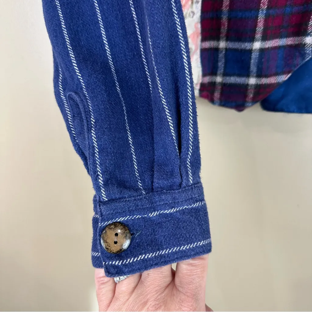 Vintage 2 Of Us Multicolor Patchwork Flannel Quilt Crop Top Jacket Medium 80s Blue - Image 5