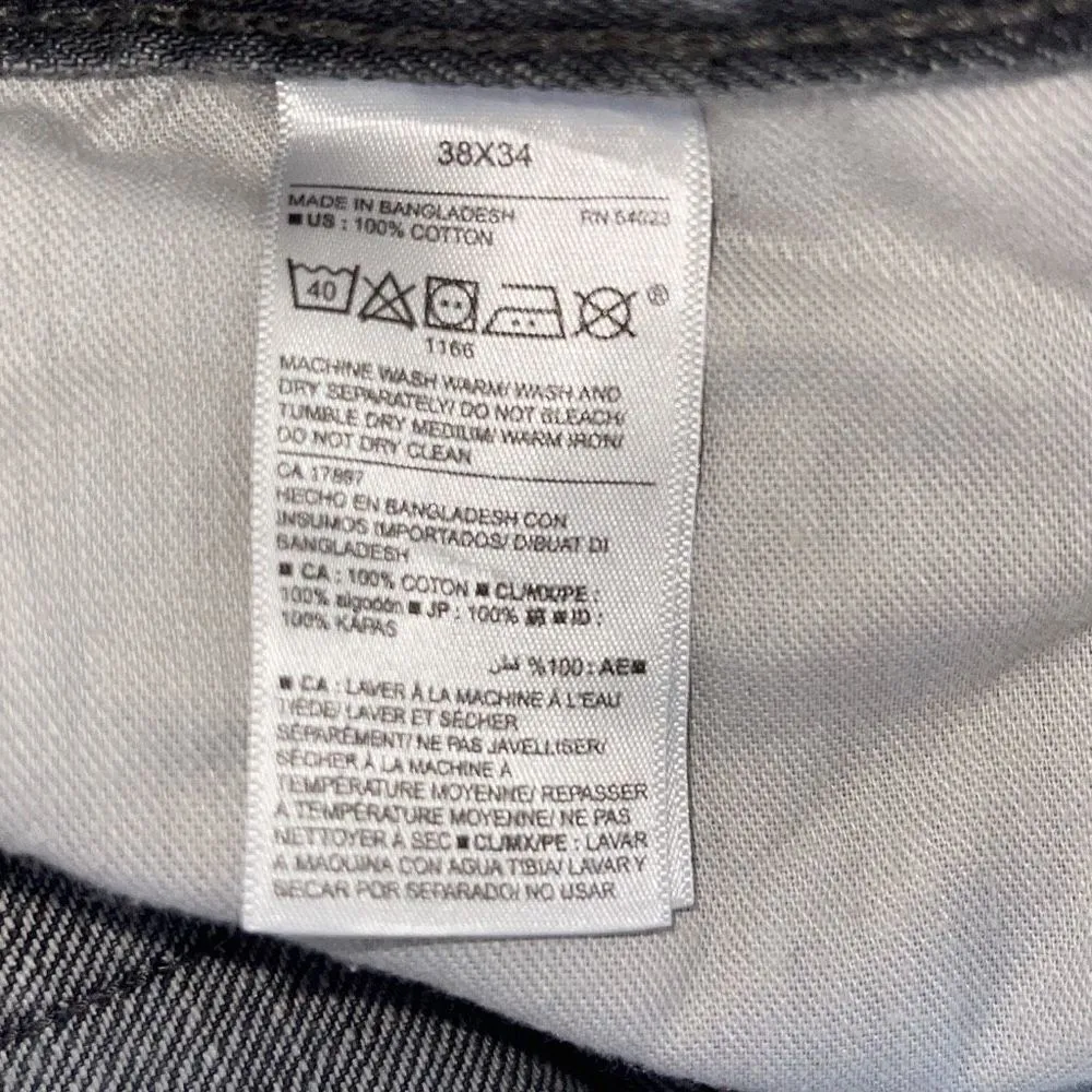 Old Navy Mens Straight Jeans Loose Ample 100% Cotton 5 Pocket Bkack Gray Size 38 - Image 7