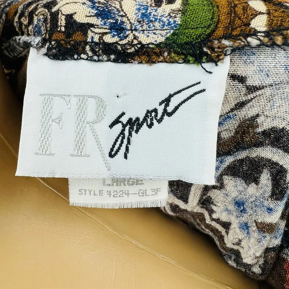 FR Sport (L) American VINTAGE 80s Womens Floral Button Up Crop Top Padded - Image 10