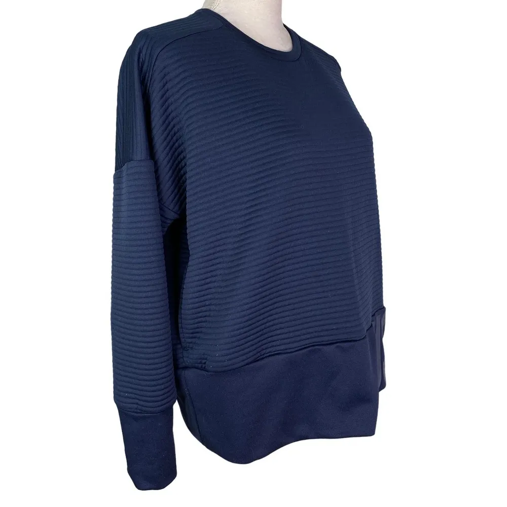 Nike Dri Fit M Navy Training Double Knit Ribbed Sweatshirt Just Do It - Image 6