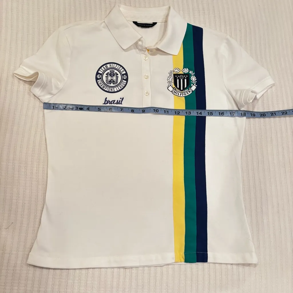 Tommy Hilfiger Champion League White Polo Brasil Women's Short Sleeve Size Small - Image 8