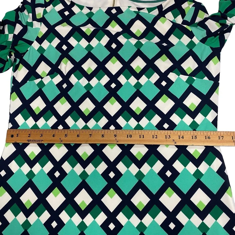 Eliza J Green Vibrant Diamond Geo Print Abstract Lined Shift Dress Womens Sz 8 - Image 8