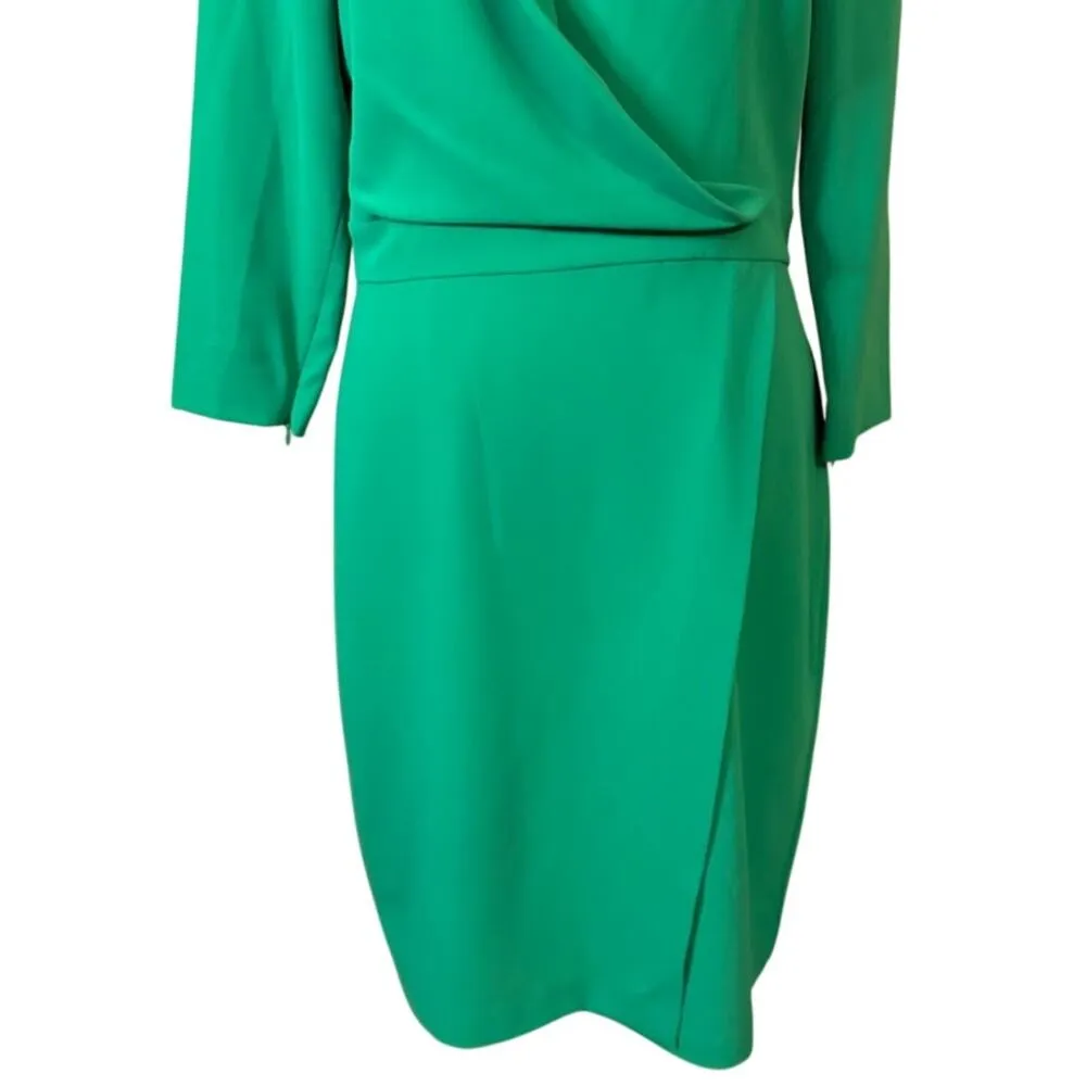 Katherine Kelly Green Faus Wrap Sheath Dress Size 6 - Image 2