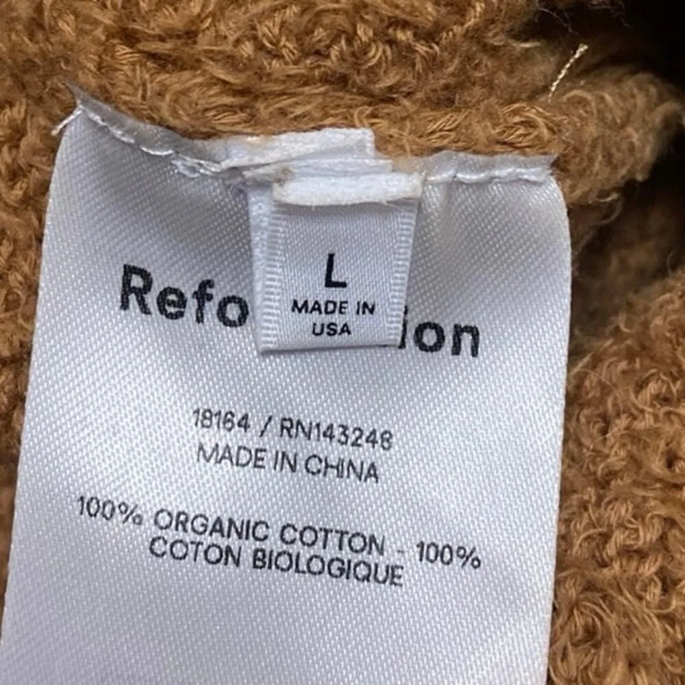 Reformation Brown Teddy Fleece Sleeveless Cami Camisole Crop Tank Top Size L - Image 4