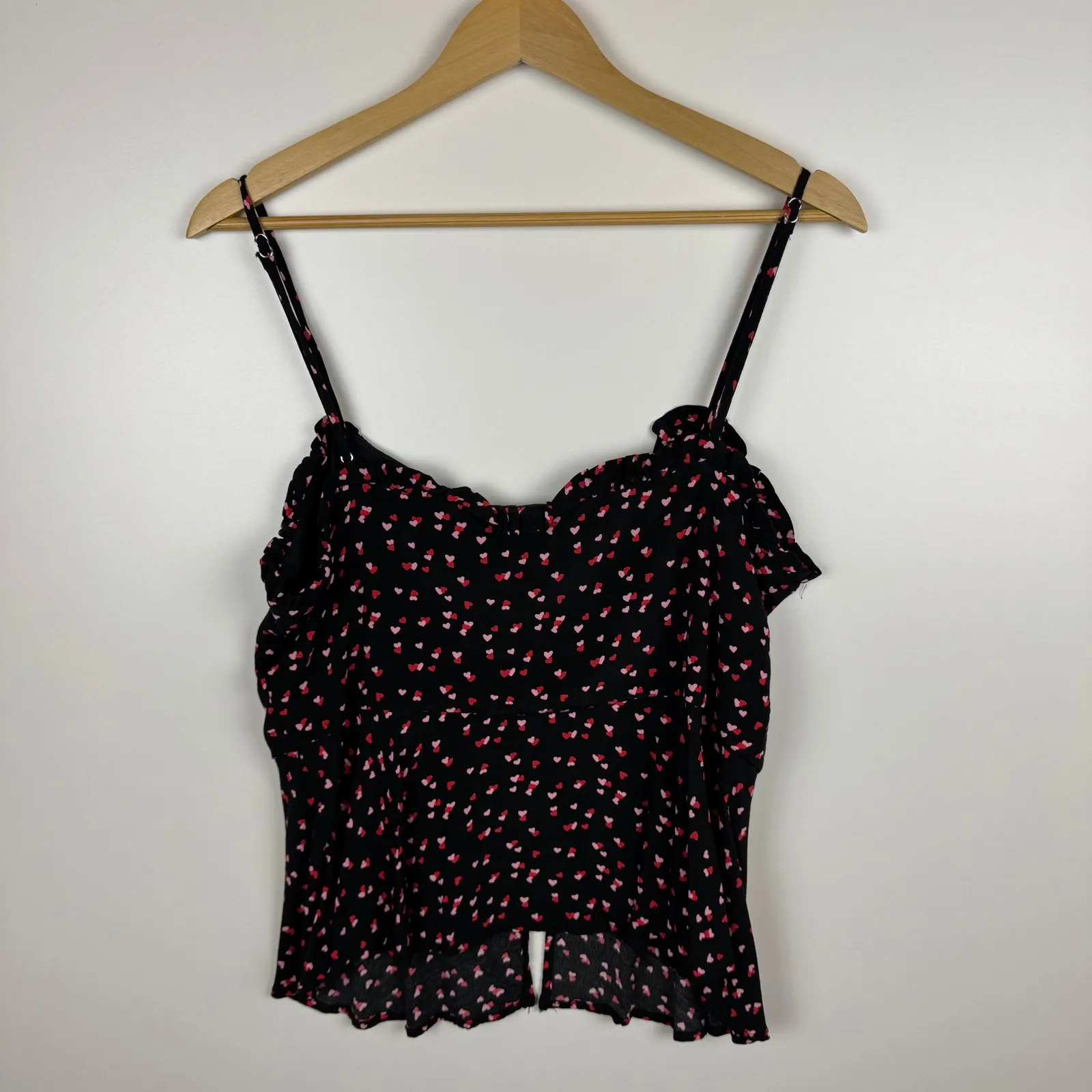 Lovers +‎ Friends Heart Print Cami Top Women's Large Ruffle Trim Sweetheart Neck - Image 2