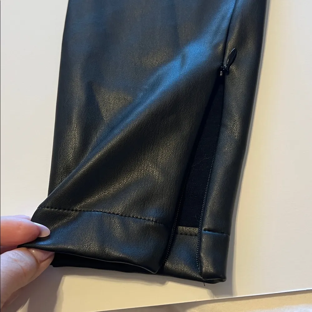 St. John faux leather pants, zipper at leg, black size S NWOT - Image 8