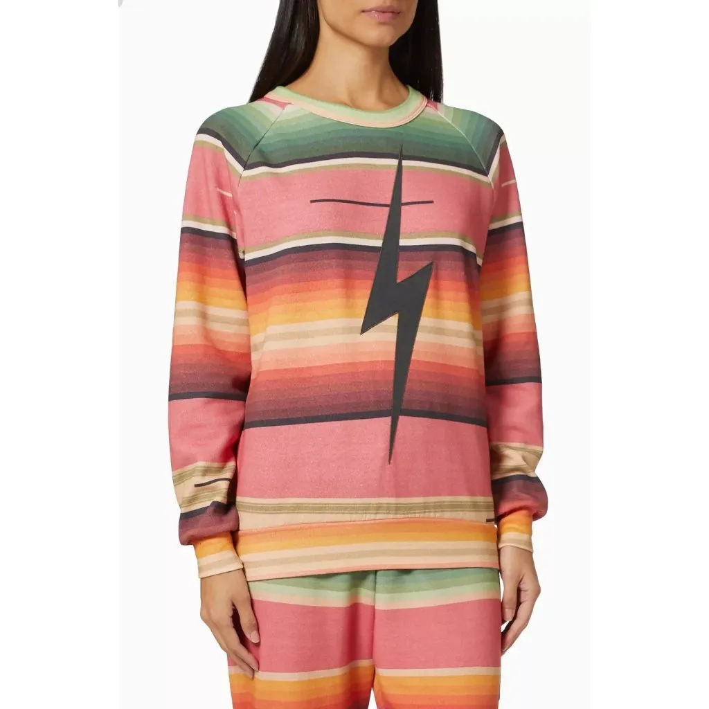 Aviator Nation Serape Bolt Stitch Sweatshirt Multi Womens Size XS - Image 3