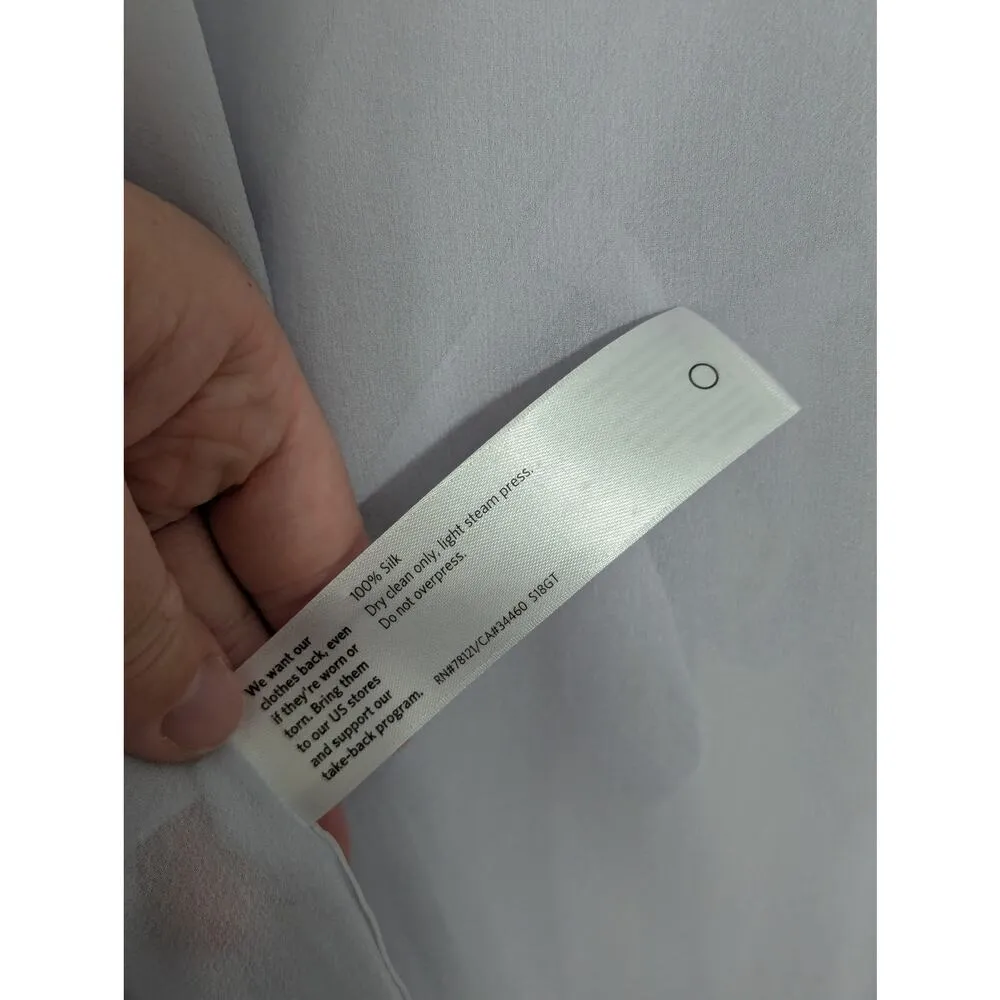 Eileen Fisher Silk Georgette Side Tie Tunic Top Blouse Light Purple Gray Medium - Image 3