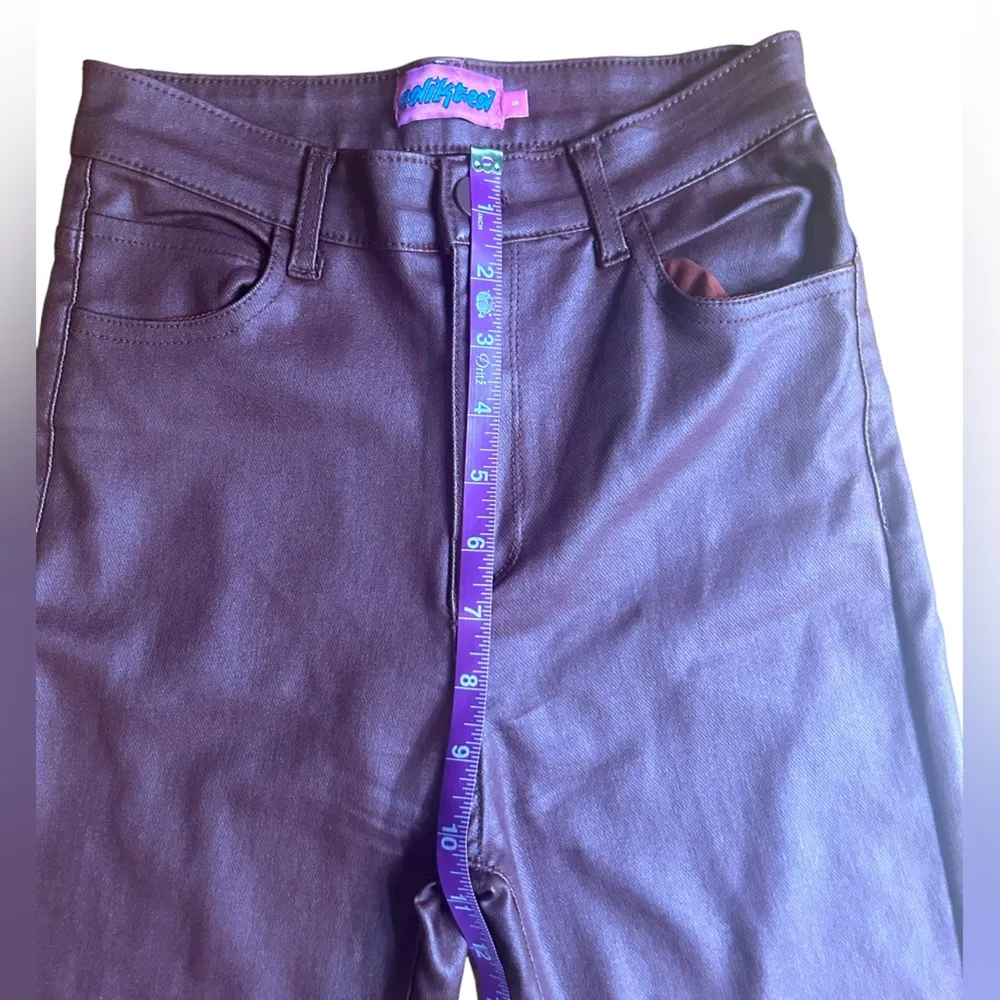 Edikted  Luna Faux Leather Flare Leg Pants Brown Size Small Going Out Date Night - Image 9