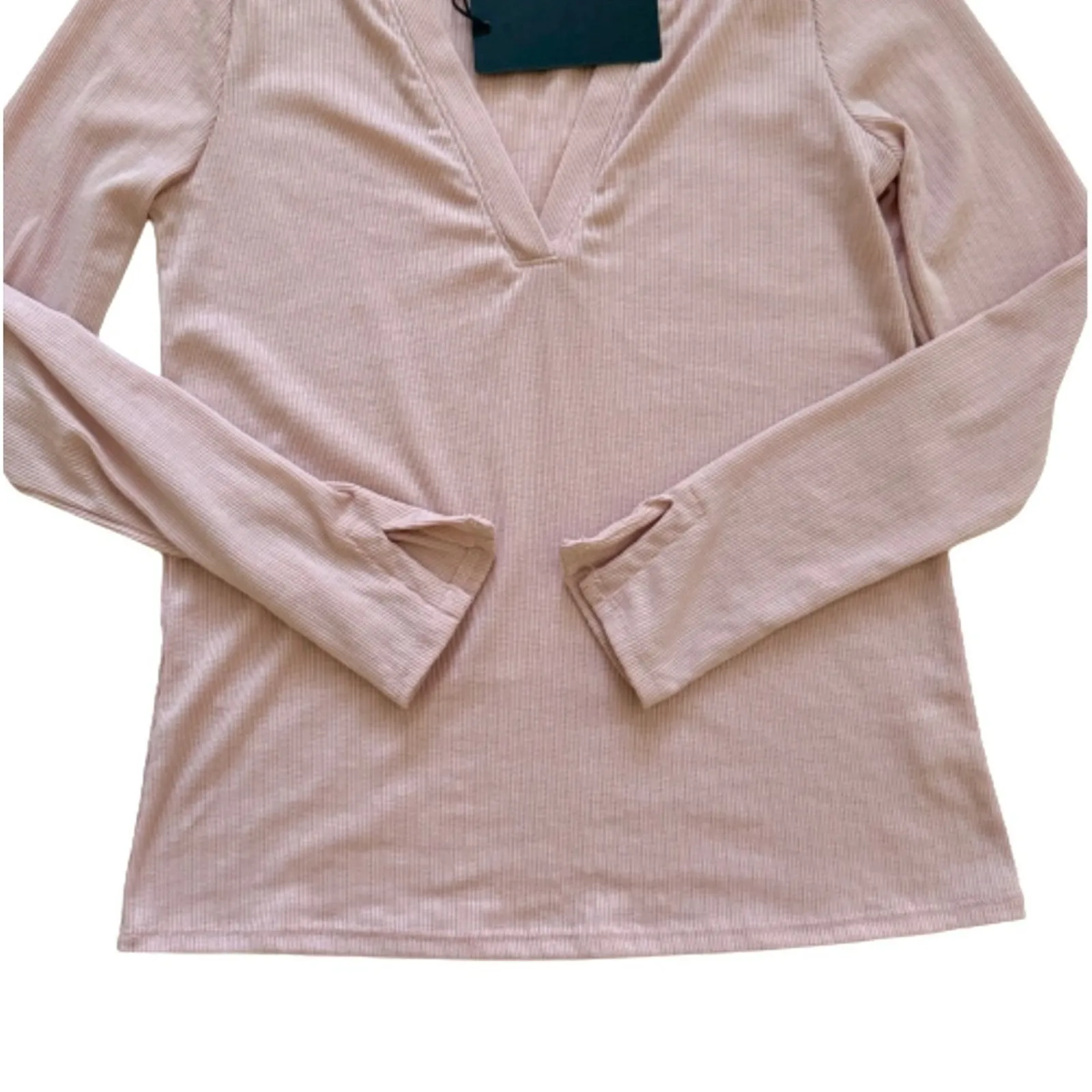 Gibsonlook Top Shirt Mauve Waffle Weave V-Neck Long Sleeve Casual Top Small NEW - Image 10