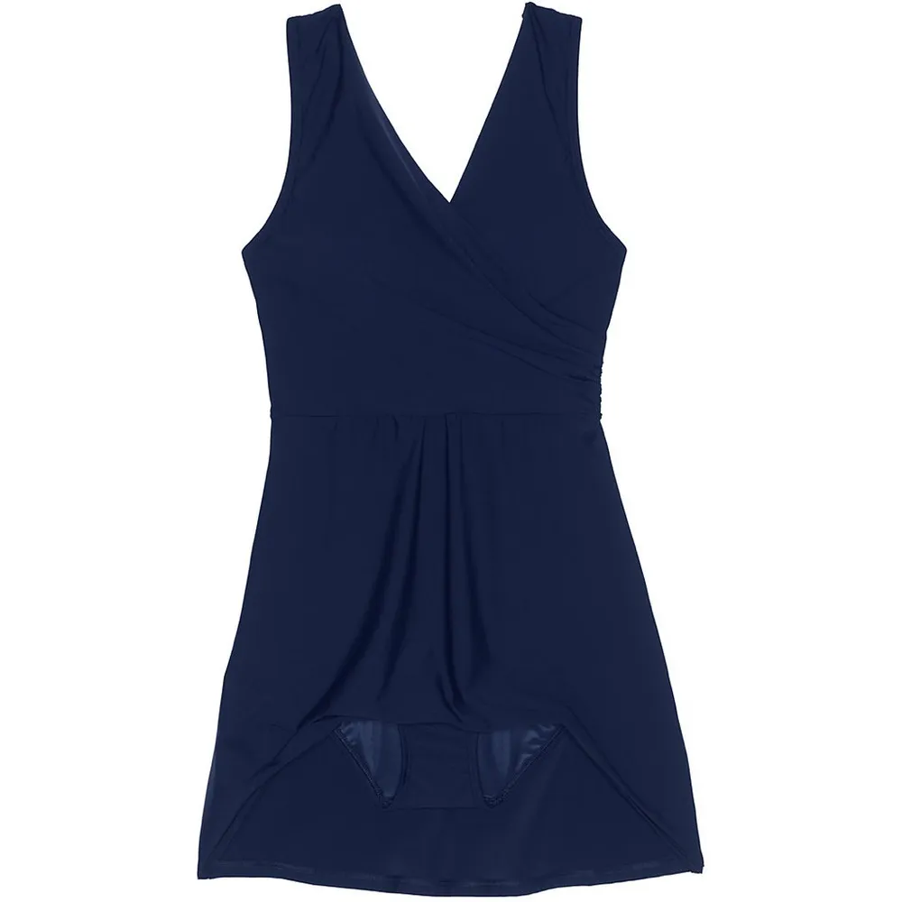 LANDS END Tummy Control Surplice Wrap Swim Dress One Piece Swimsuit Navy Size 18 Blue - Image 5