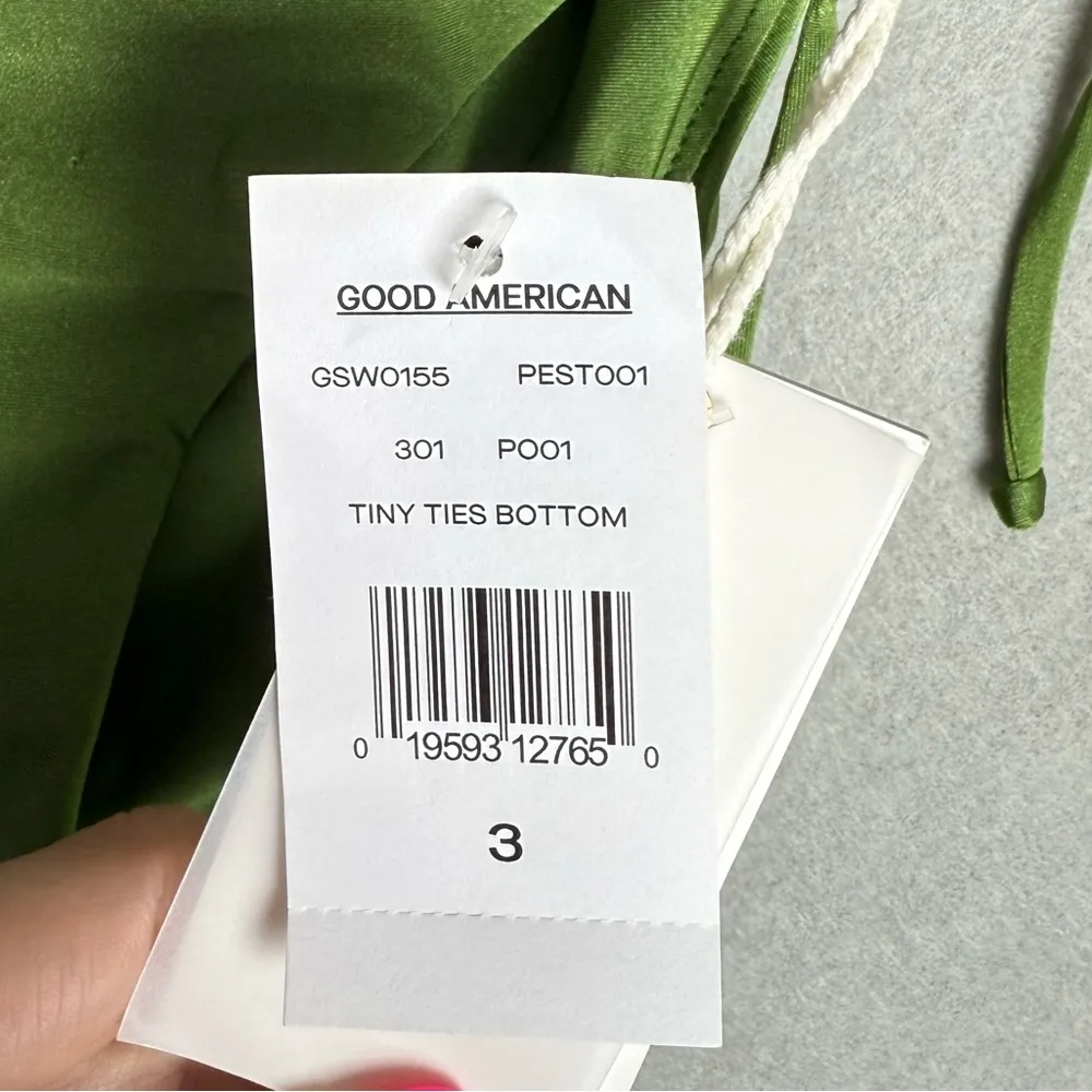 Good American Swim Bottom Women Green Tiny Ties Bikini Size 3/Large - Image 4