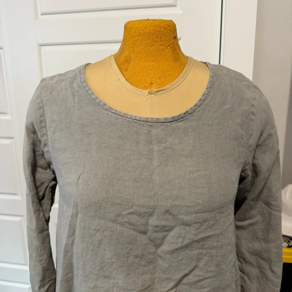 Cut Loose Light Grey Linen Lagenlook Blouse Gray Size XL - Image 2