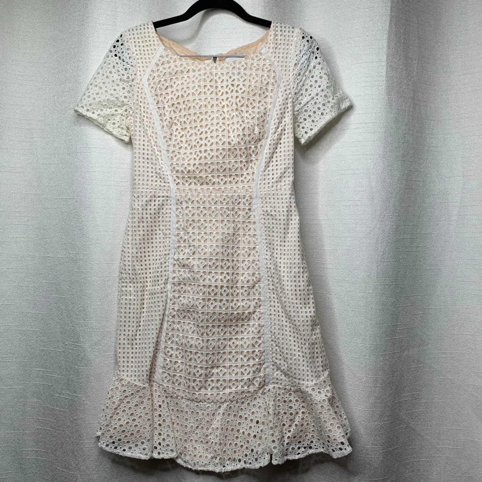 Anthropologie white eyelet mini dress size 2 bridal rehearsal graduation‎ party - Image 2
