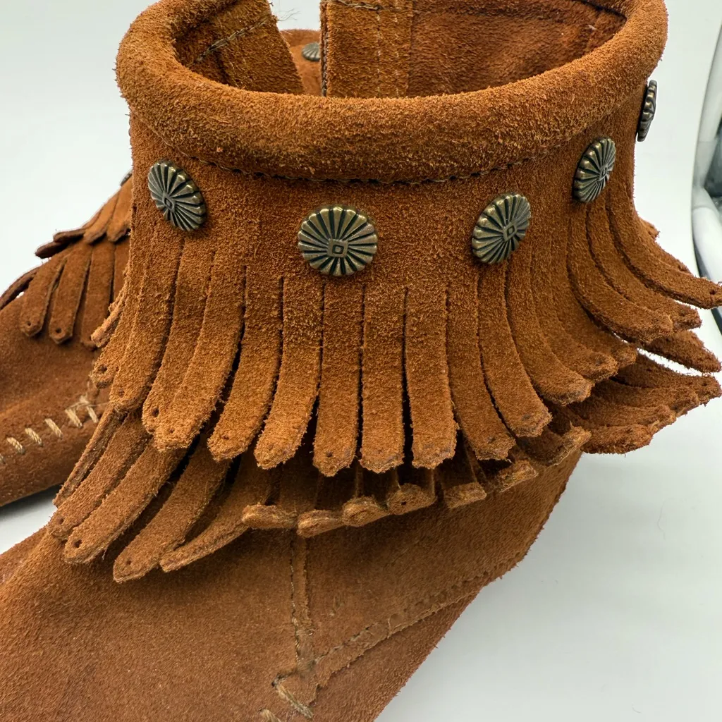 Minnetonka Brown Suede Fringe Boots - Image 2