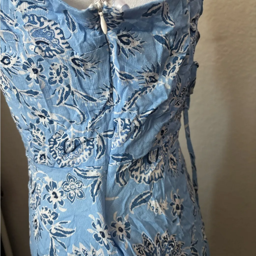 Iris Basic Light Blue Floral Mini Dress - Image 2