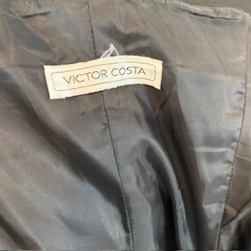 Victor Costa Prom Party Strapless Ruched Dress Bow Lace Black Cocktail Vintage - Image 5