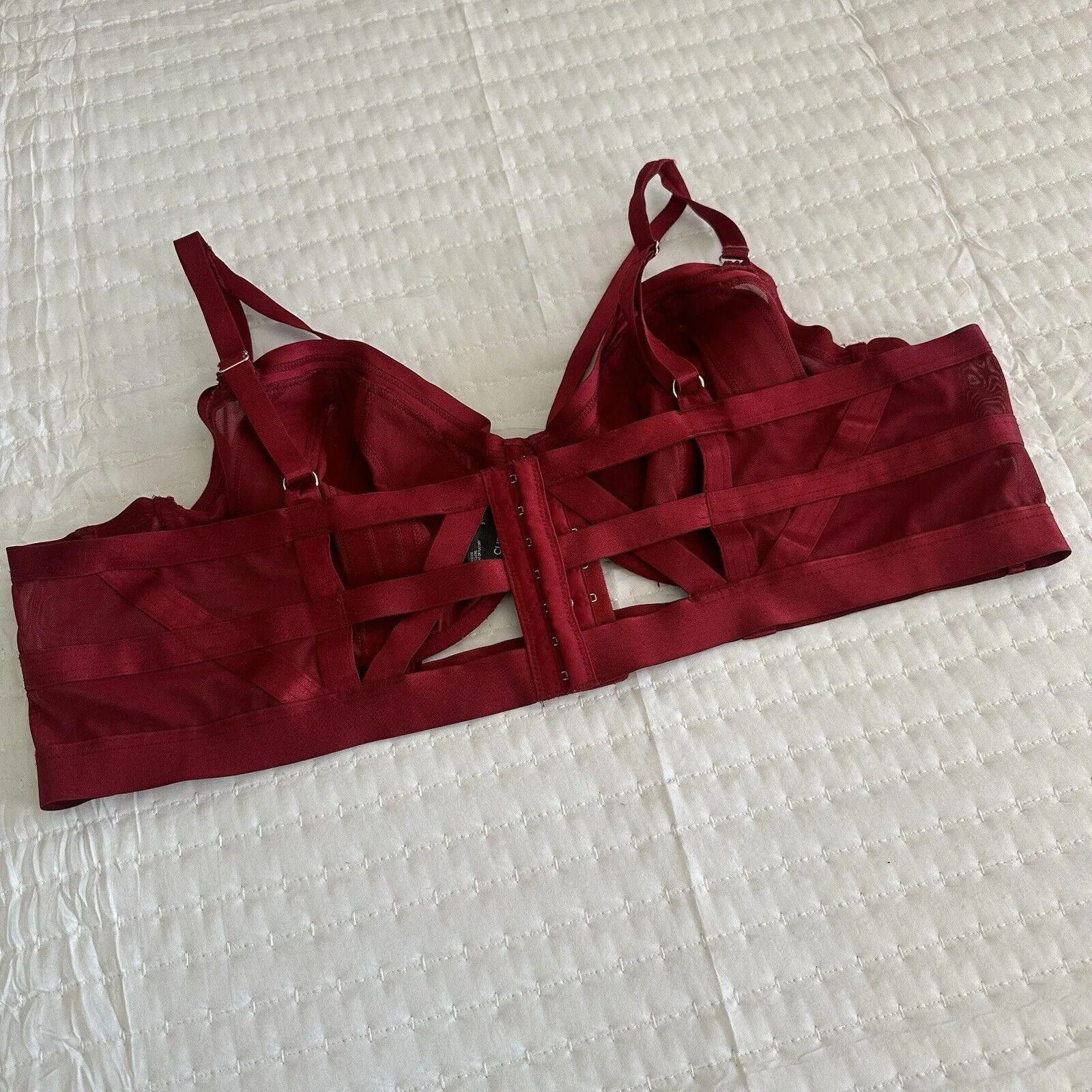 Torrid Curve Plus Size 4 Red Overt Strappy Mesh Bra Longline Bralette - Image 5
