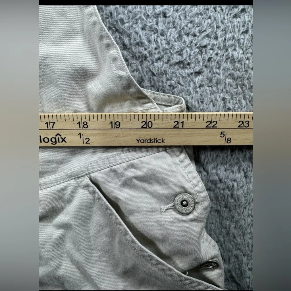 Vintage Disney Y2K Mickey Mouse Embroidered tan shorts Overalls bibs 22 - Image 12