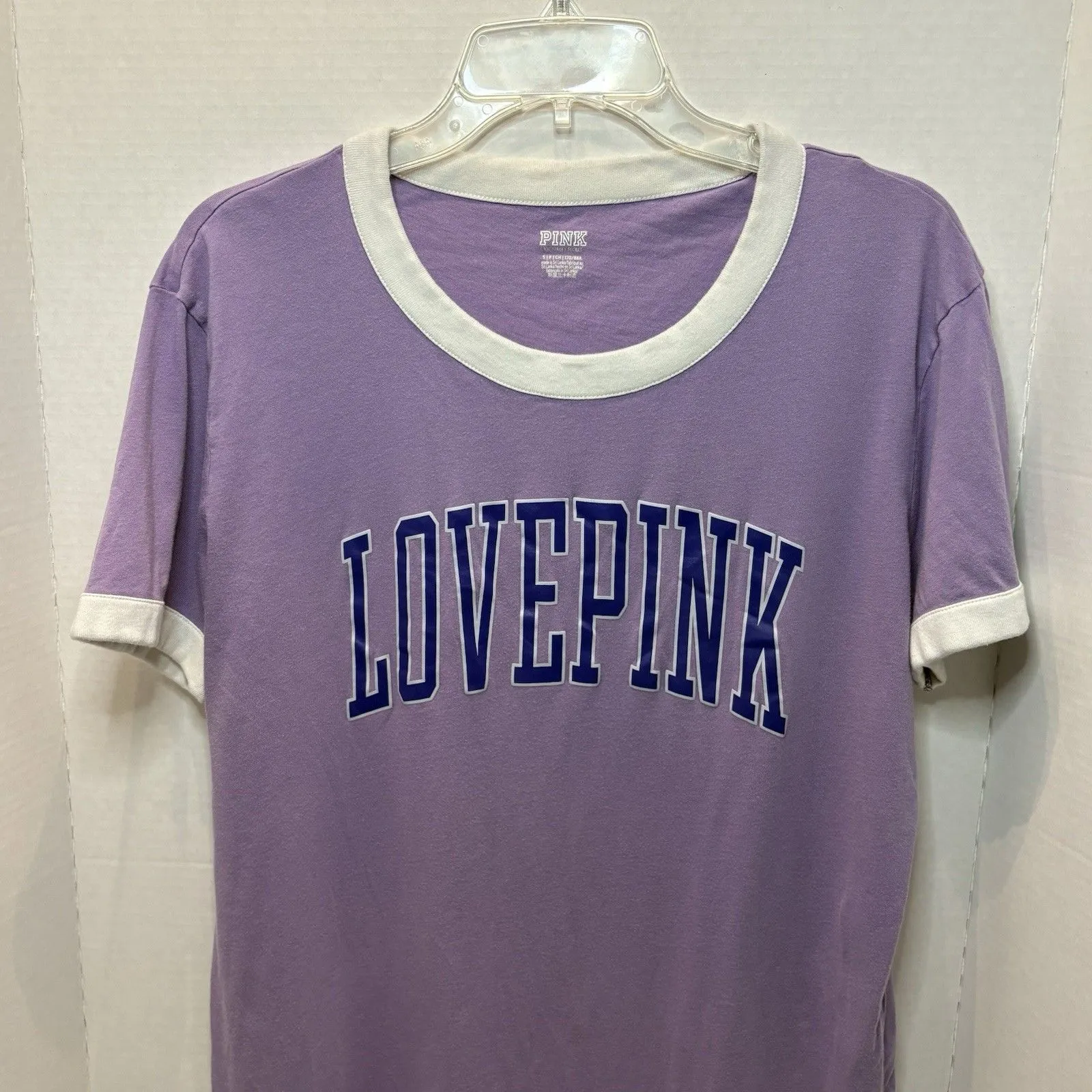 Victoria’s Secret Pink Crew Neck Campus Ringer T-shirt Top, Lavender , Size S - Image 4