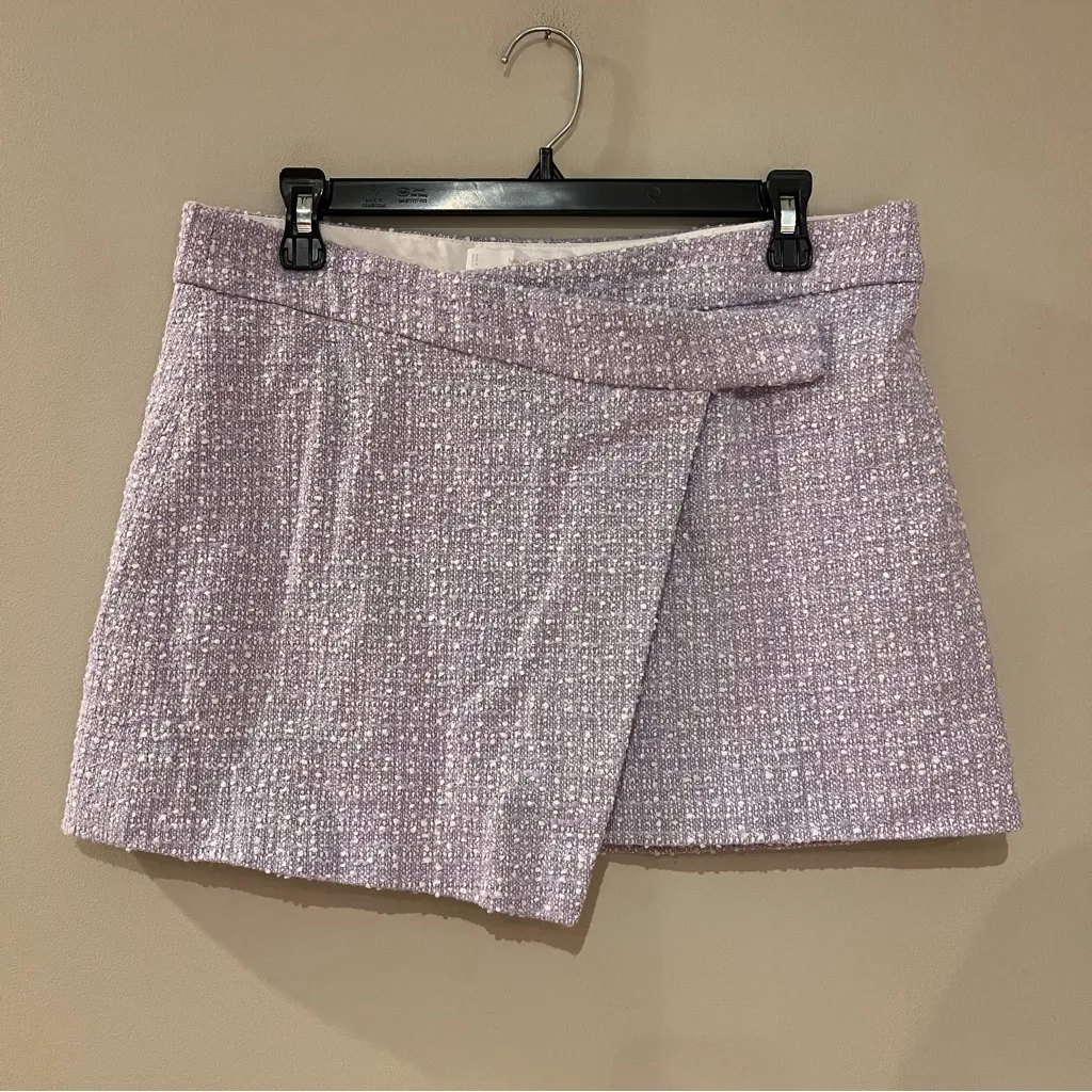 MANGO Gigi Purple Tweed Wrap Mini Skirt - Image 3