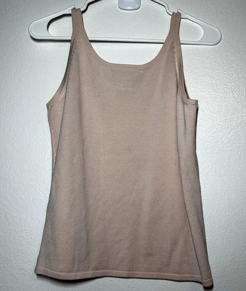 Norm Thompson Silk Tank Top Sleeveless Scoop Neck Knitted Stretch Pink Medium - Image 4