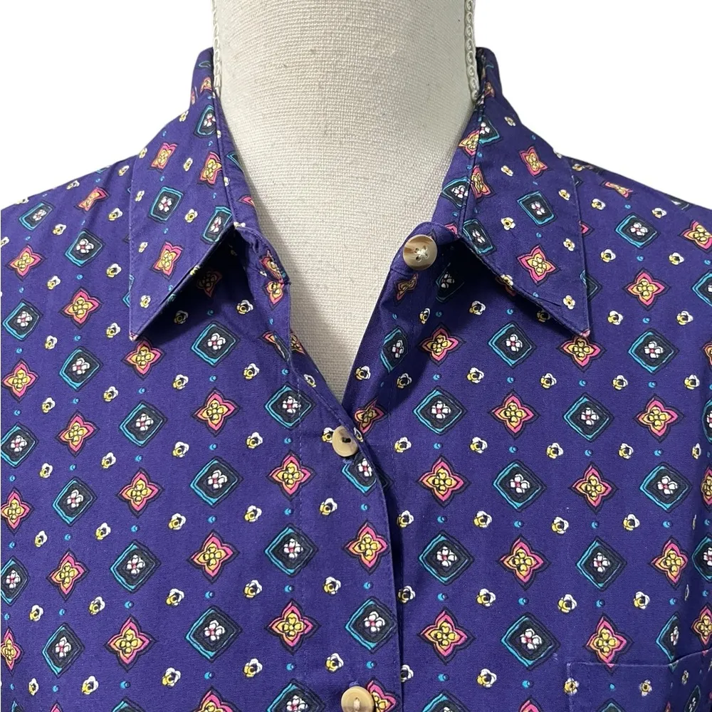 Vintage Tabi International Single Needle Tailoring Purple Geometric LS Shirt XL - Image 3