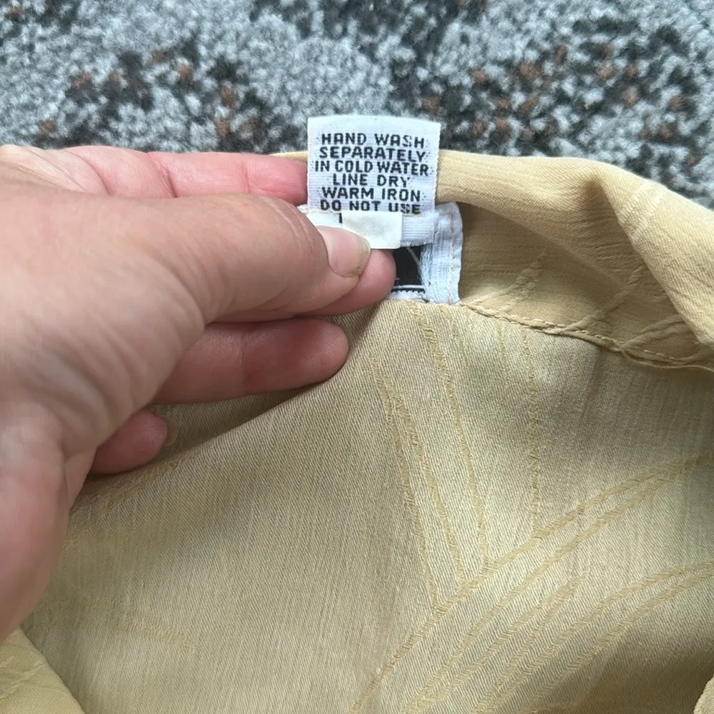 Vintage Tina Button Down Textured Top Khaki Large Tan - Image 6