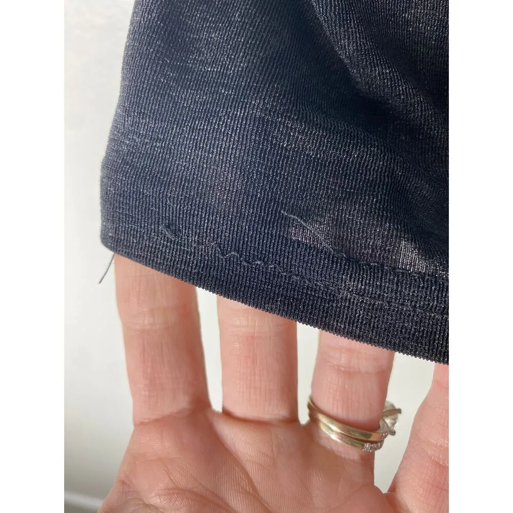 Vintage Gray Black Contrast Jacquard Pattern Stretchy Short-sleeved Top Small - Image 3