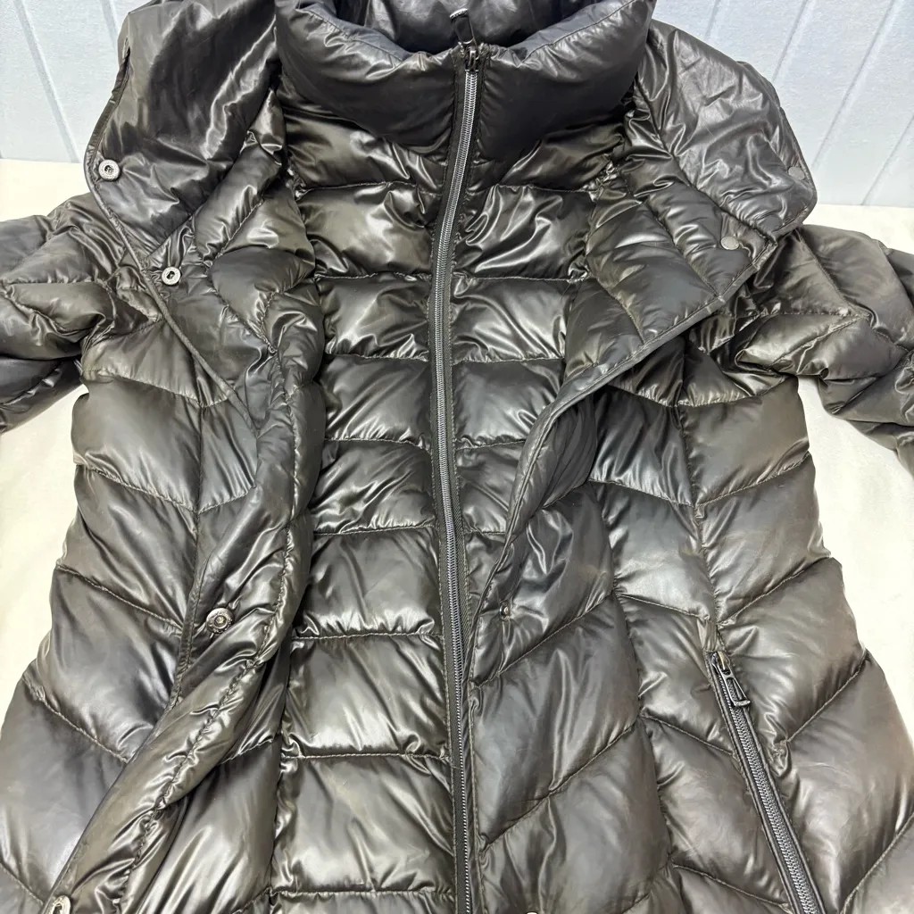 Calvin Klein Packable Down Brown Lightweight Puffer Hooded Black Coat Size M - Image 5
