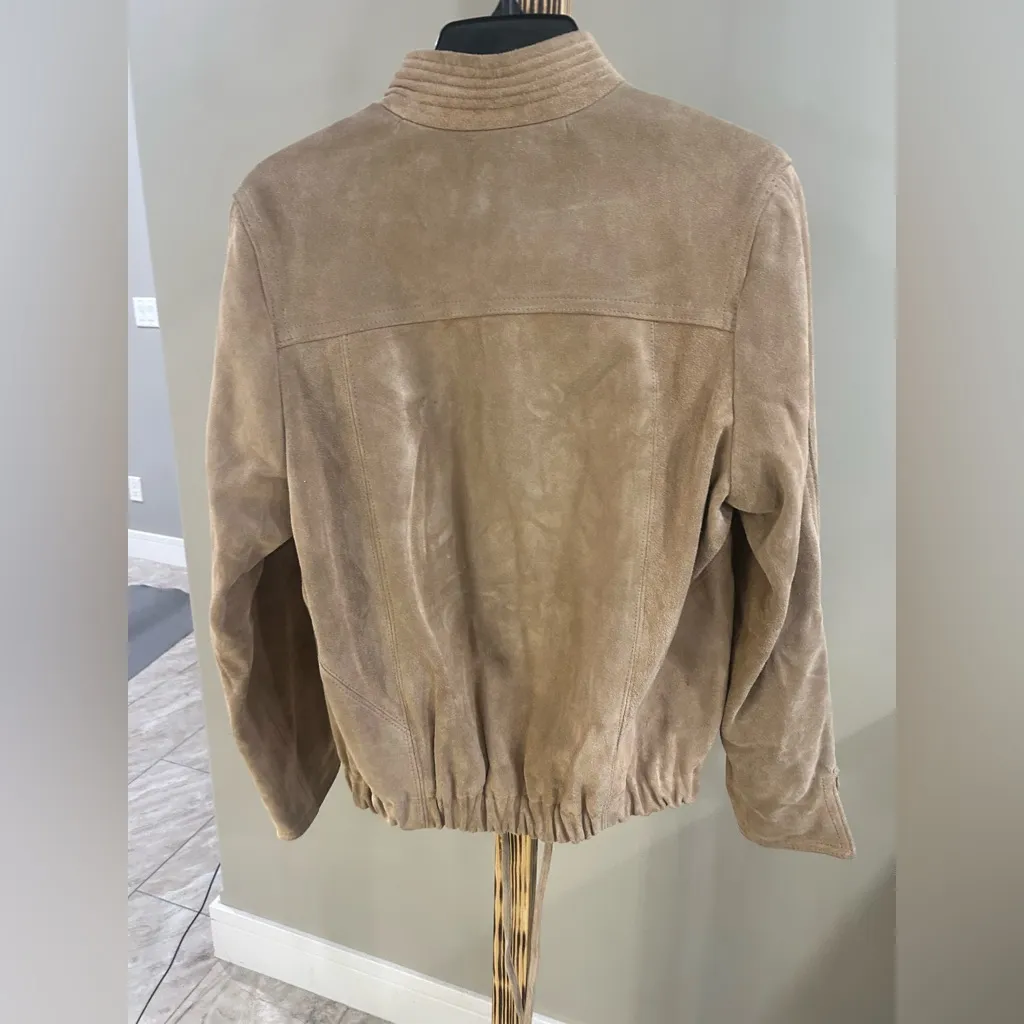 Jordache Tan Suede Zip-Up Jacket Women’s Size Small - Image 5