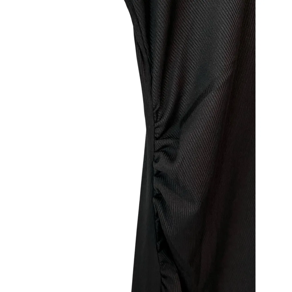 Cider Body Con Dress Womens Size L Black Ribbed Long Sleeve Midi Round Neck NWT - Image 6