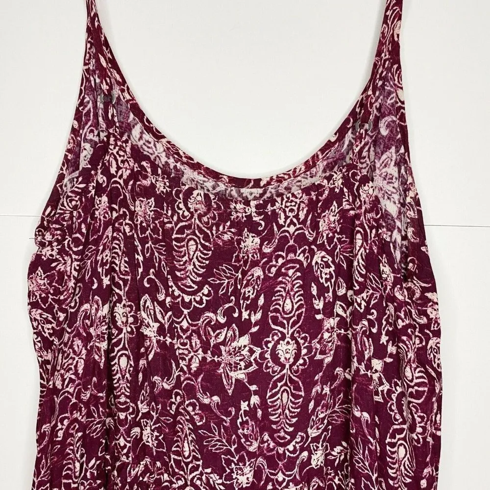 Aeropostale Women's Medium Playsuit Romper Cinched Waist Burgundy Rayon 2” - Image 5