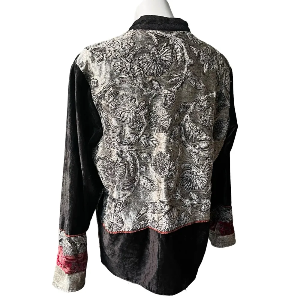 Flashback Deadstock Velvet and Tapestry Mixed Media Patchwork Jacket, Sz L Black Size L - Image 6