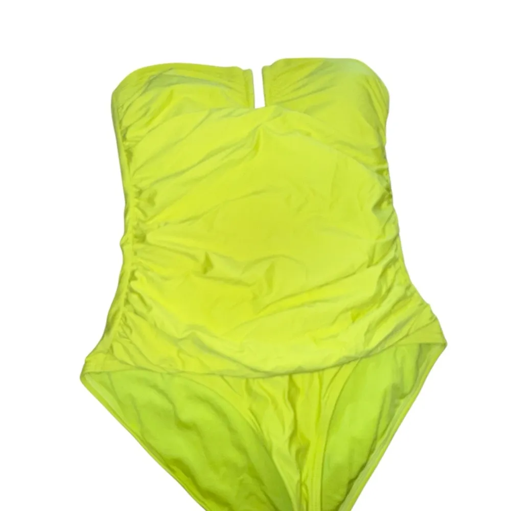 DKNY Bright Yellow Strapless One Piece Swimsuit - Image 2