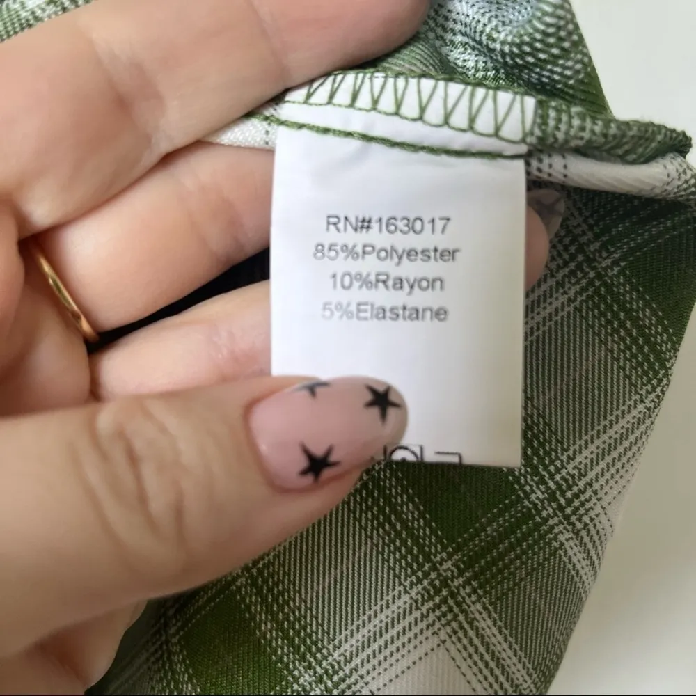 Princess Polly Brinley Green Plaid Oversized Shirt 4 - Image 8