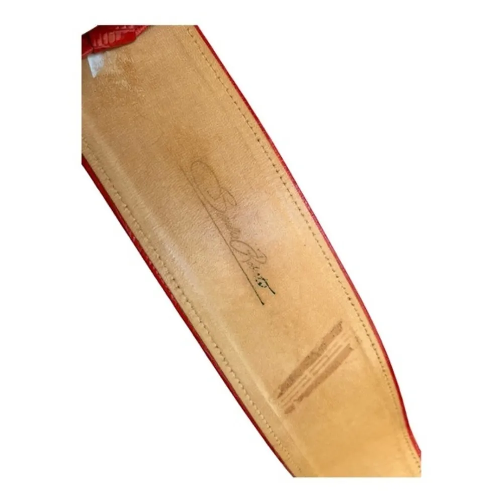 Vintage Roberts Wide Lizard Print Tommy Fashion Belt Red - Image 6