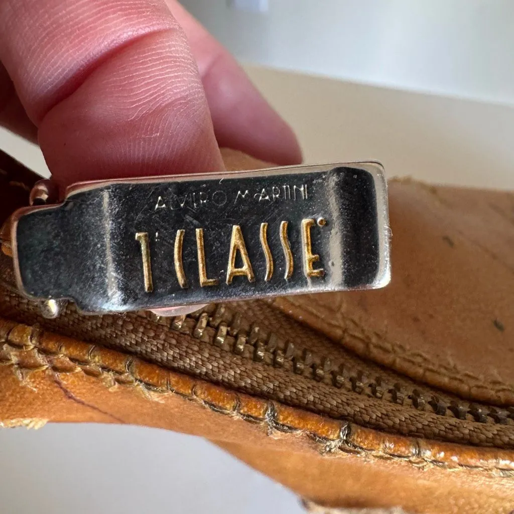 VTG Alviero Martini 1a Classe Geo Map Print Shoulder Bag Tan Brown - Image 7