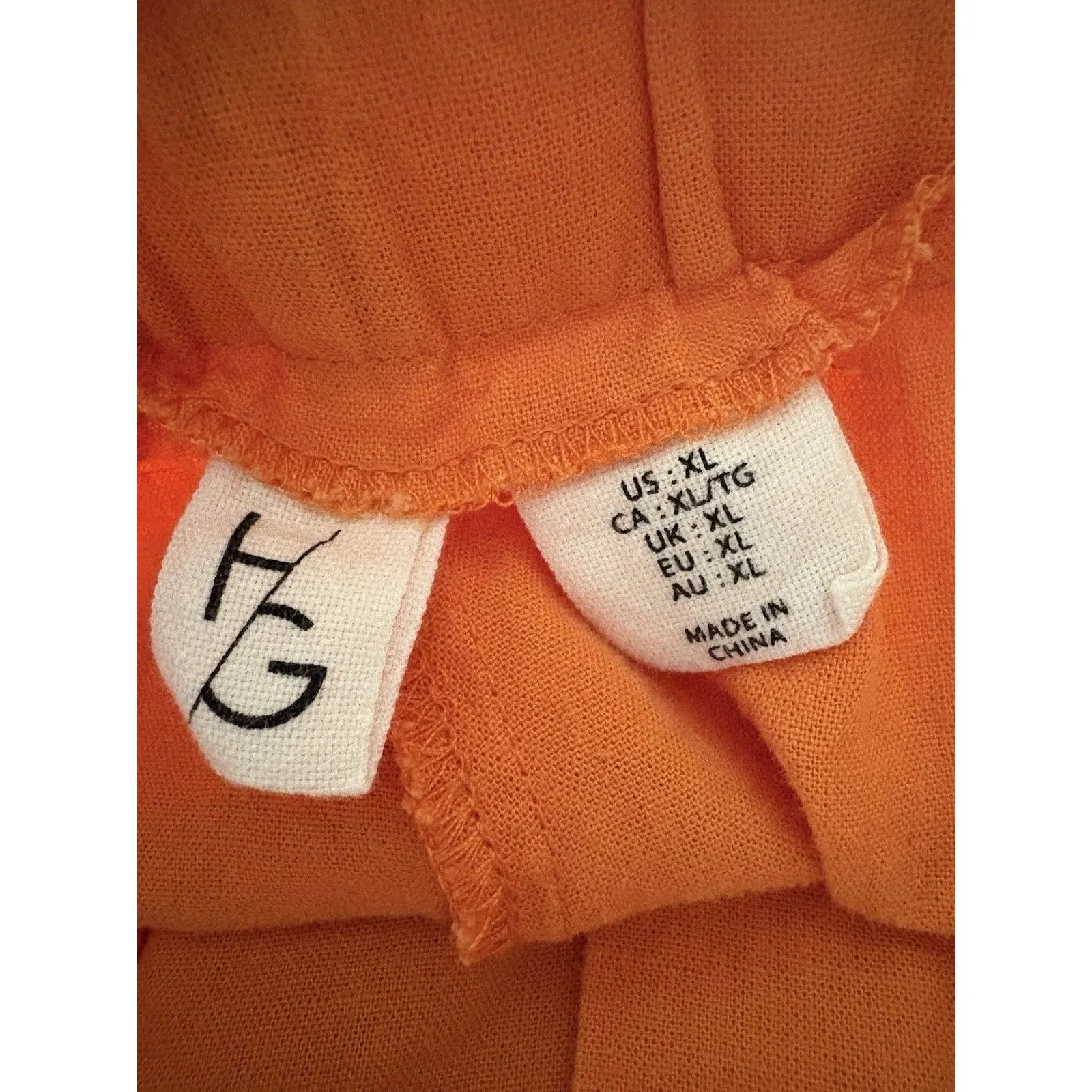 Happily Grey Cargo Pants Womens XL Orange Wide Leg Linen Blend Lagenlook Coastal - Image 4