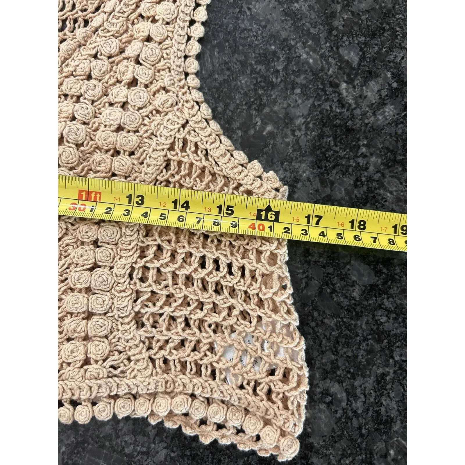 Julia By Love Beige Crochet Cropped Vest Shirt Tank Size Small Fairy Cottage - Image 6