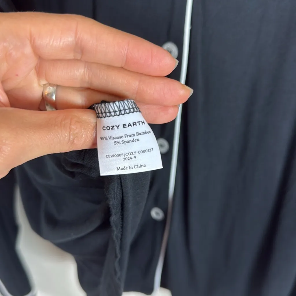 COZY EARTH Women’s Bamboo Long Sleeve Pajama Top Black & White Trim Size‎ 3XL Size undefined - Image 5