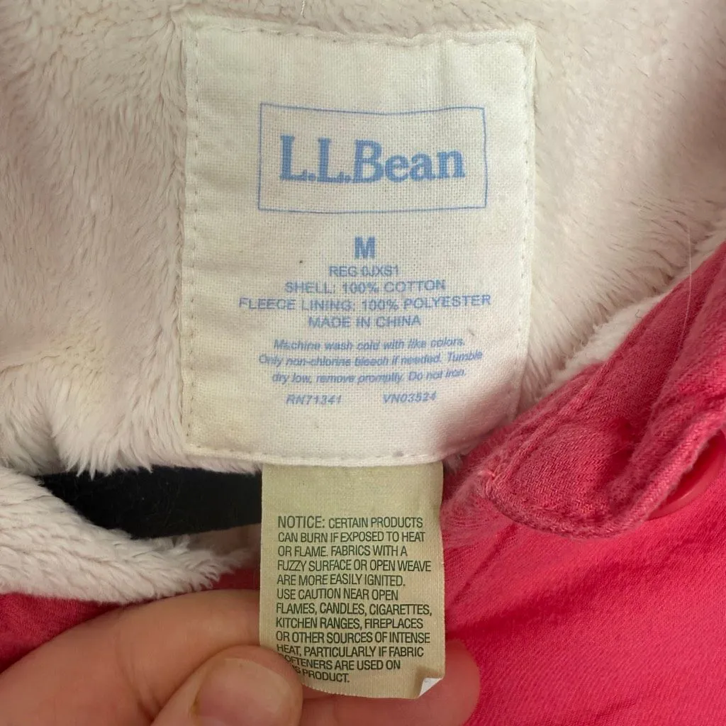 LL Bean Women’s Medium Faux Fur Shacket Shirt Pink - Image 2