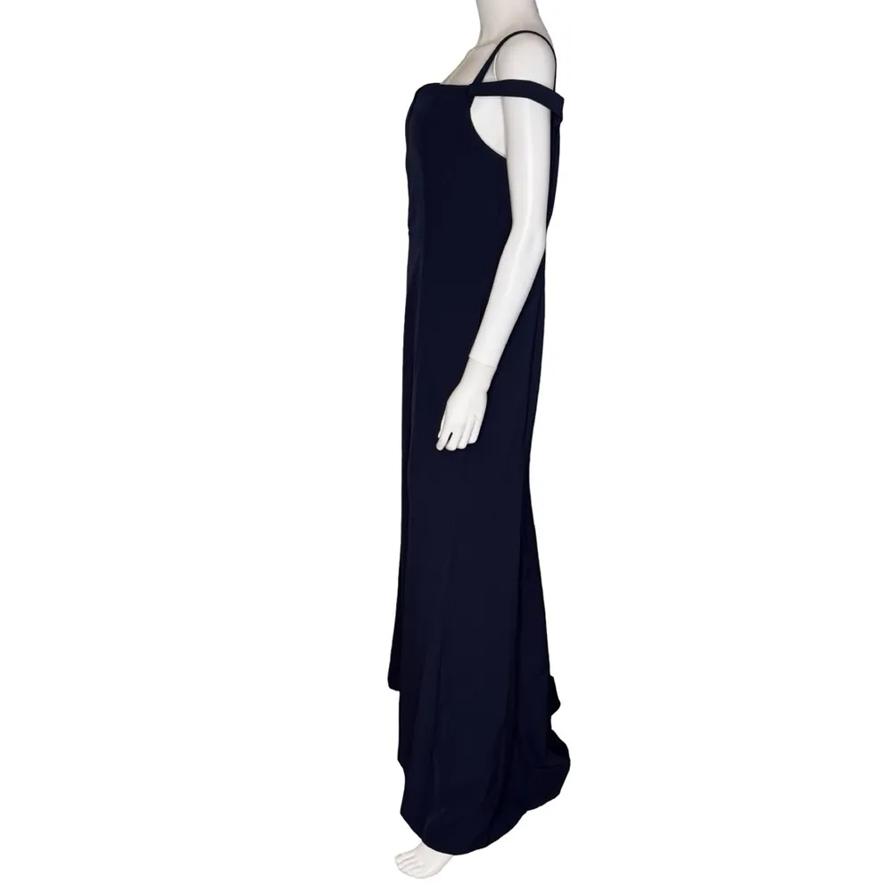 Donna Karan Women's Sweetheart-Neck Cold-Shoulder Gown Navy Sz 14 - Image 4