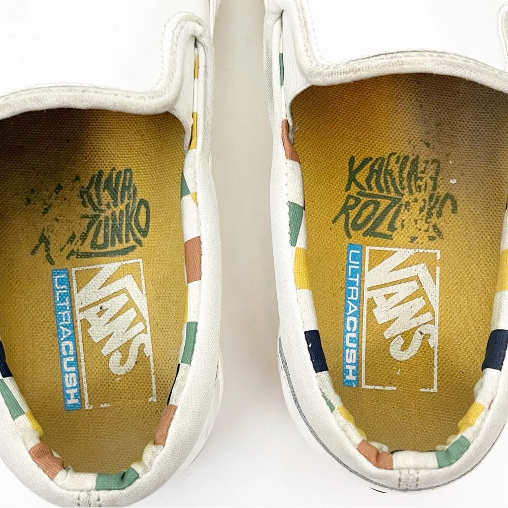 VANS x Karin Rozunko White Patent Leather Platform Slip On Sneakers Size 7.5 - Image 5