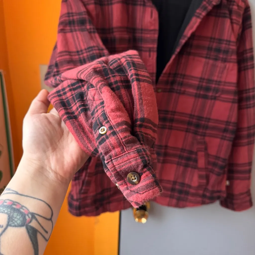 Carhartt Reworked Women's Rugged Flex Relaxed Fit Flannel Fleece Plaid Shirt M - Image 4