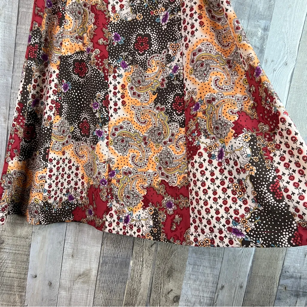 Sag Harbor Size 8 Paisley & Floral Multicolored Long Unlined Skirt w/Side Zipper - Image 4