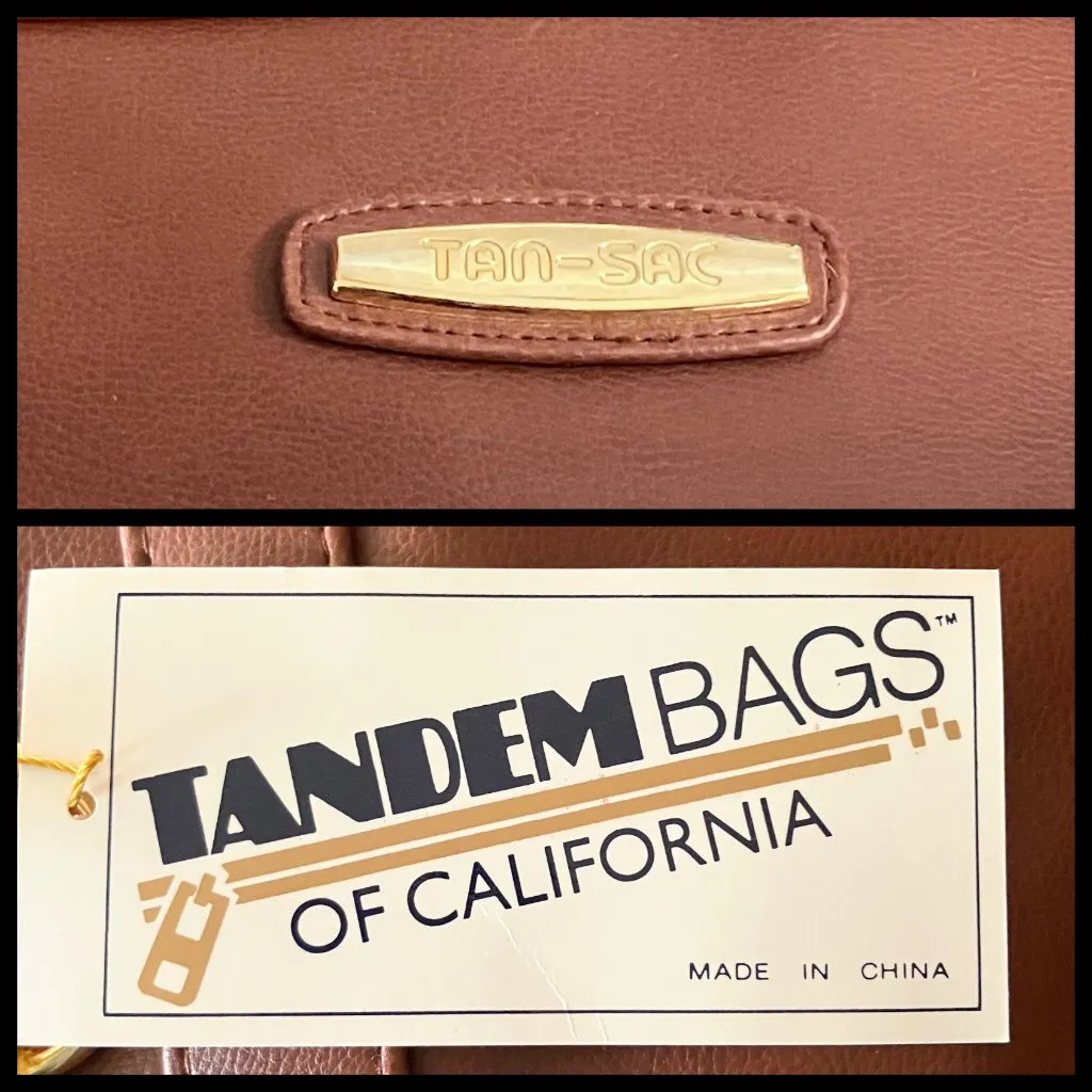 Deadstock Vintage 90s Brown Leather Shoulder Bag Classic Tote Preppy Large Work - Image 11