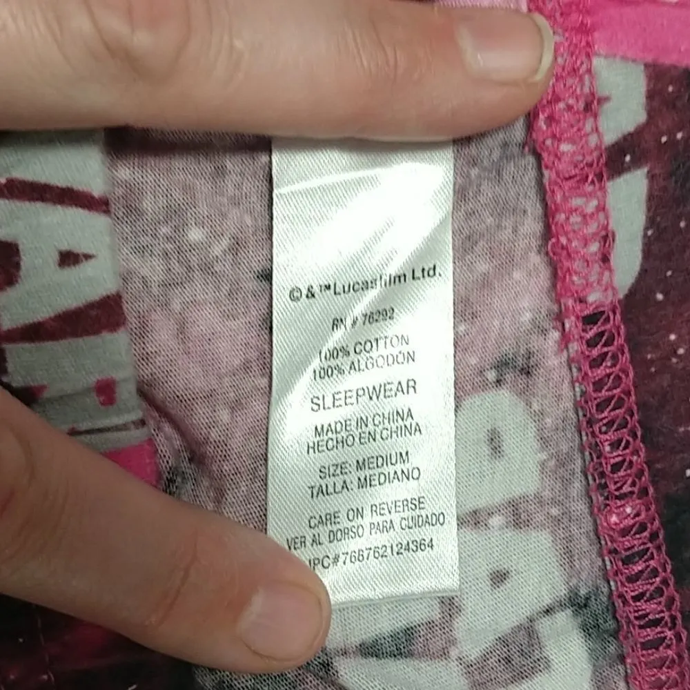 StarWars Sleep Pants size Medium Pink - Image 3