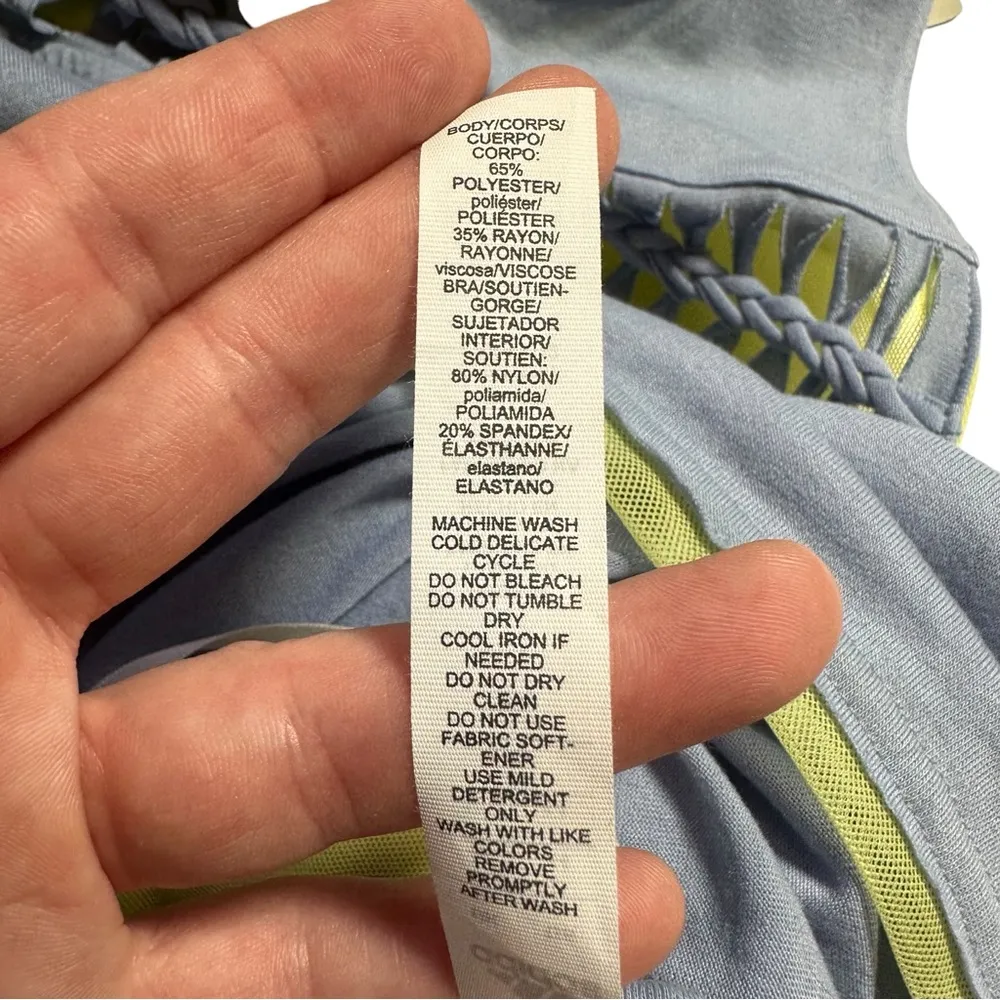 Adidas Athletic UPF 15 Sleeveless Tank Top Blue Padded Shelf Bra Size Large - Image 7